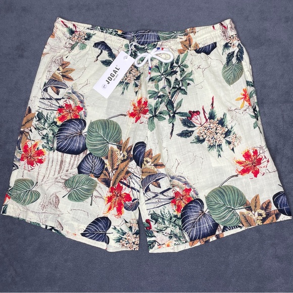 Jogal Hawaiian 2 Piece Set Shirt Shorts Floral Beach Sz L - Picture 7 of 11